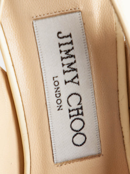 Good Jimmy Choo London White Peep-Toe High Heels Size 35