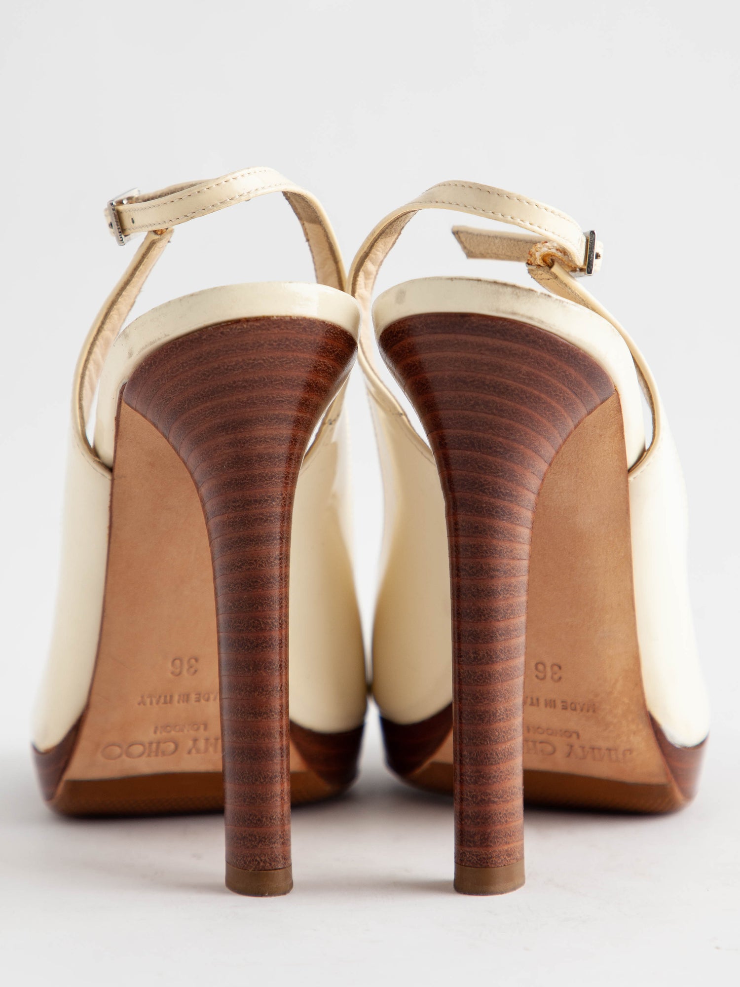 Good Jimmy Choo London White Peep-Toe High Heels Size 35