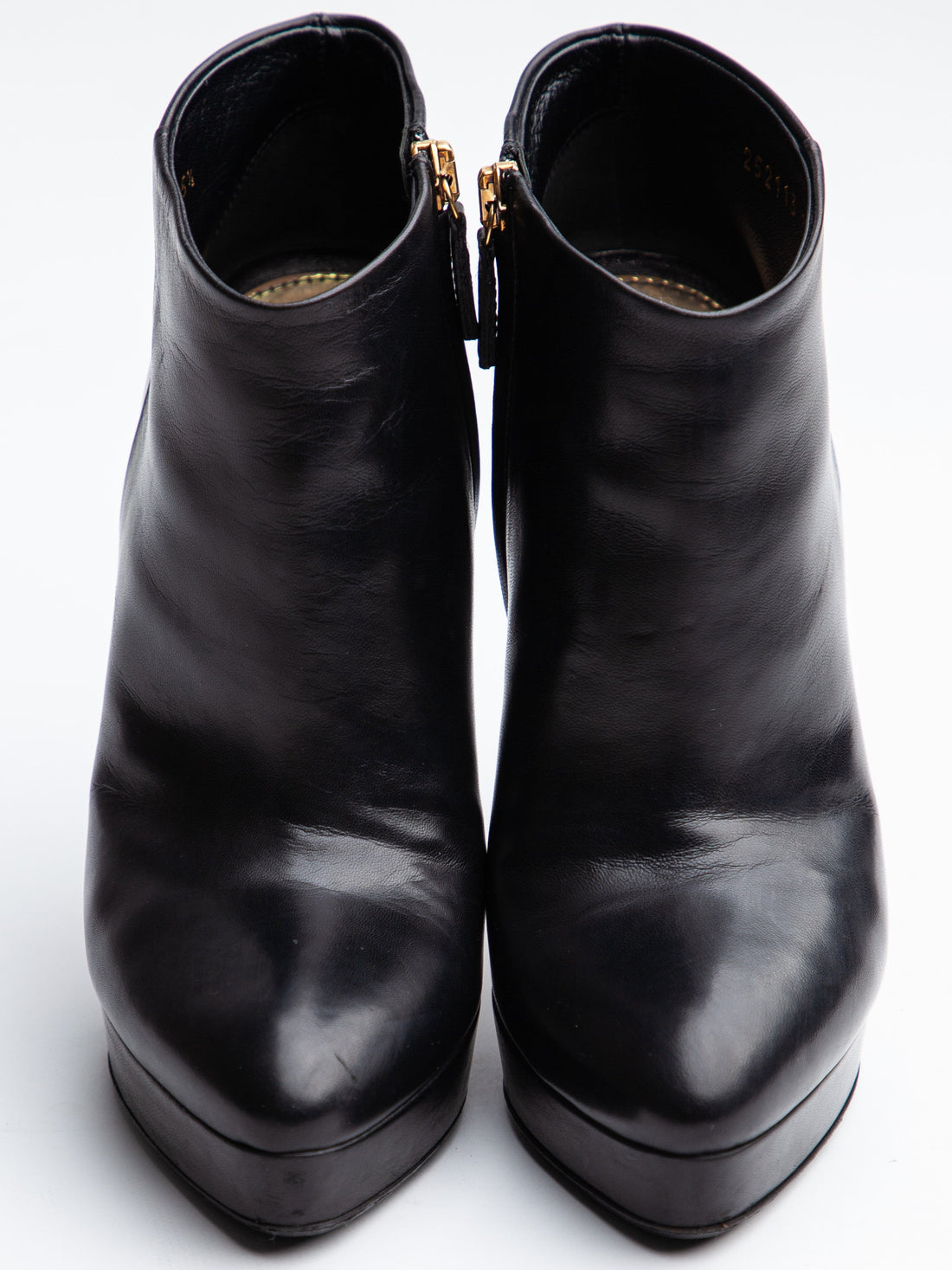 Good Gucci Black Leather High-Heeled Ankle Boots Size 35.5