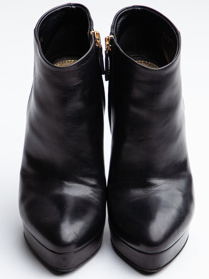 Good Gucci Black Leather High-Heeled Ankle Boots Size 35.5
