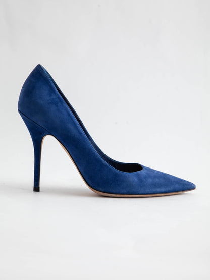 Excellent Dior Blue Genuine Suede High-Heeled Shoes Size N/A