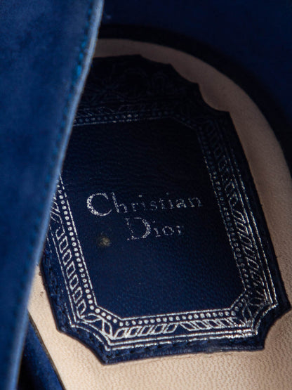 Excellent Dior Blue Genuine Suede High-Heeled Shoes Size N/A