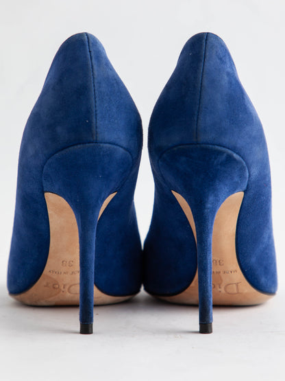 Excellent Dior Blue Genuine Suede High-Heeled Shoes Size N/A