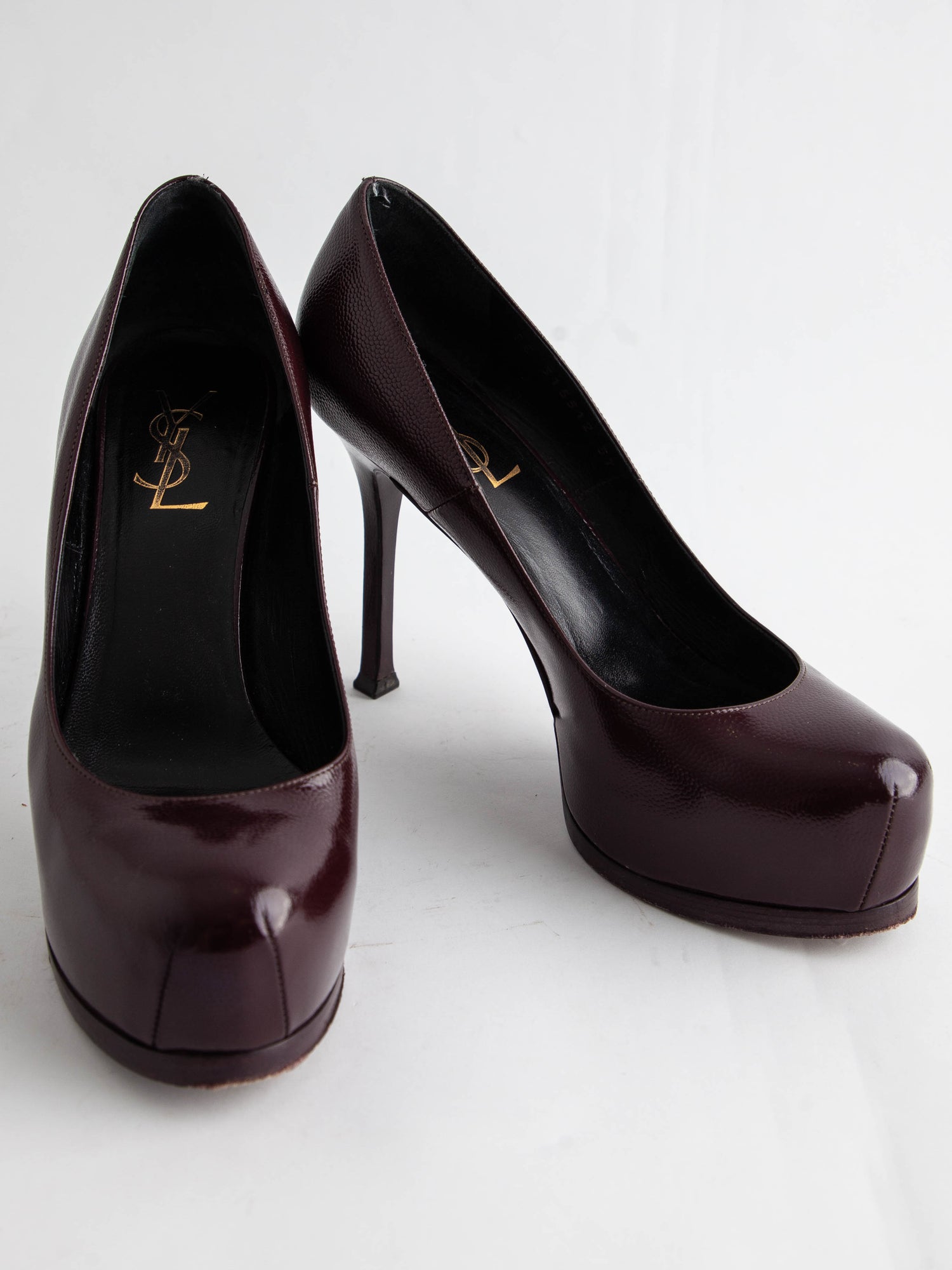 Good Saint Laurent Burgundy Lacquer High-Heeled Shoes Women