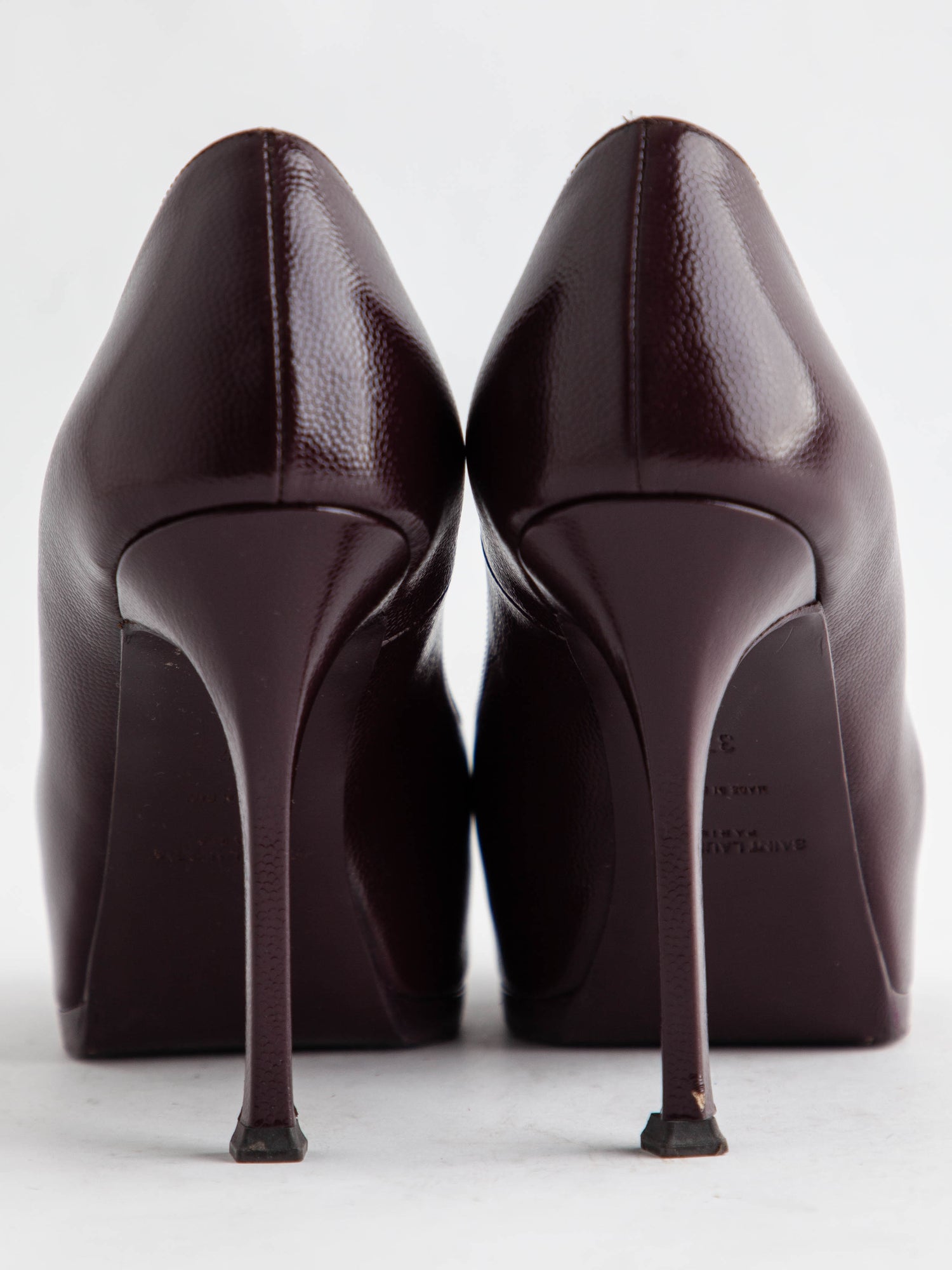 Good Saint Laurent Burgundy Lacquer High-Heeled Shoes Women