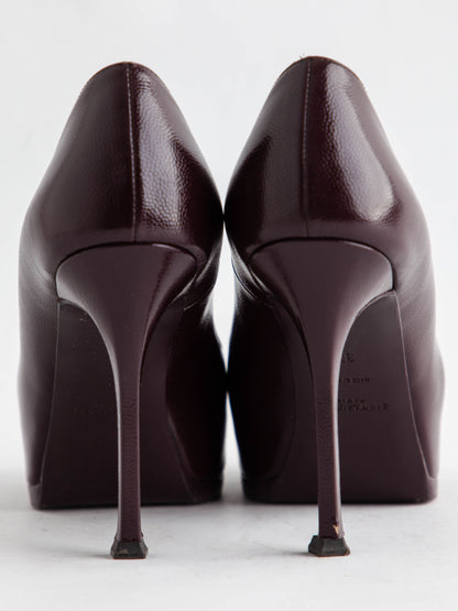 Good Saint Laurent Burgundy Lacquer High-Heeled Shoes Women