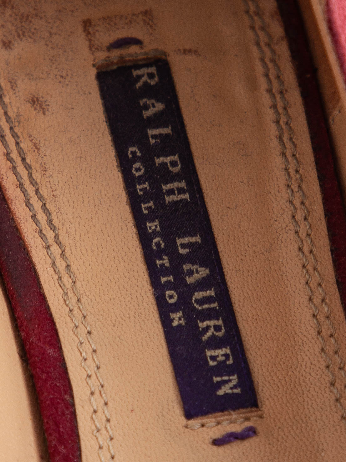 Good Ralph Lauren Red Suede Loafers Size 36 with Strap Detail