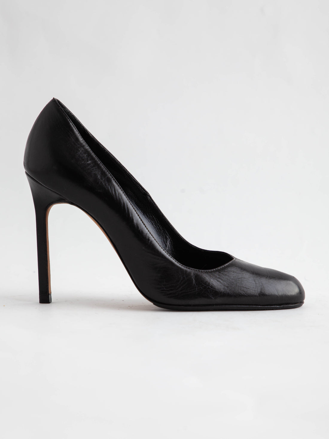 Perfect Manolo Blahnik Black Leather High-Heeled Shoes Size 36