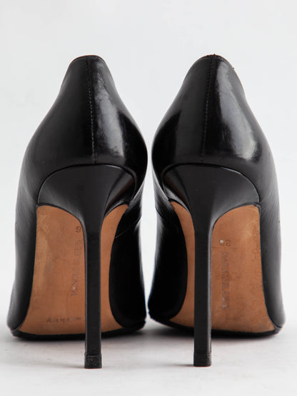 Perfect Manolo Blahnik Black Leather High-Heeled Shoes Size 36