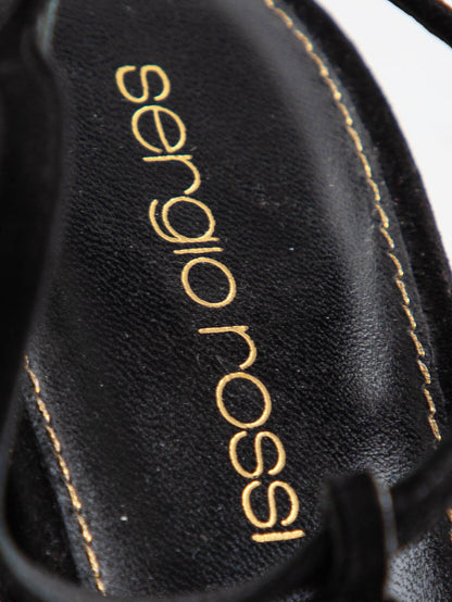 Good Sergio Rossi Black Genuine Suede High-Heeled Sandals Size 36