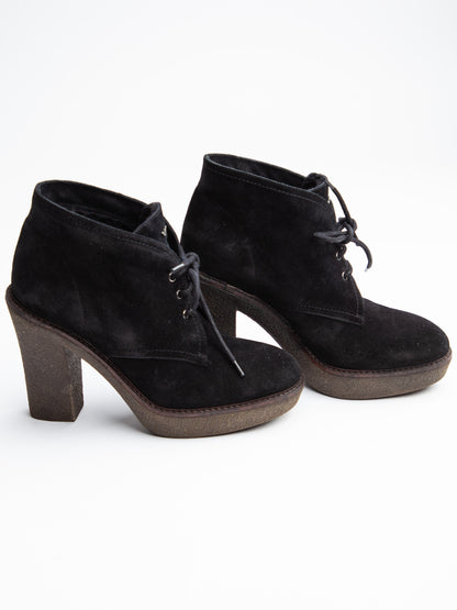 Good Emporio Armani Black Genuine Suede Ankle Boots Size 35.5