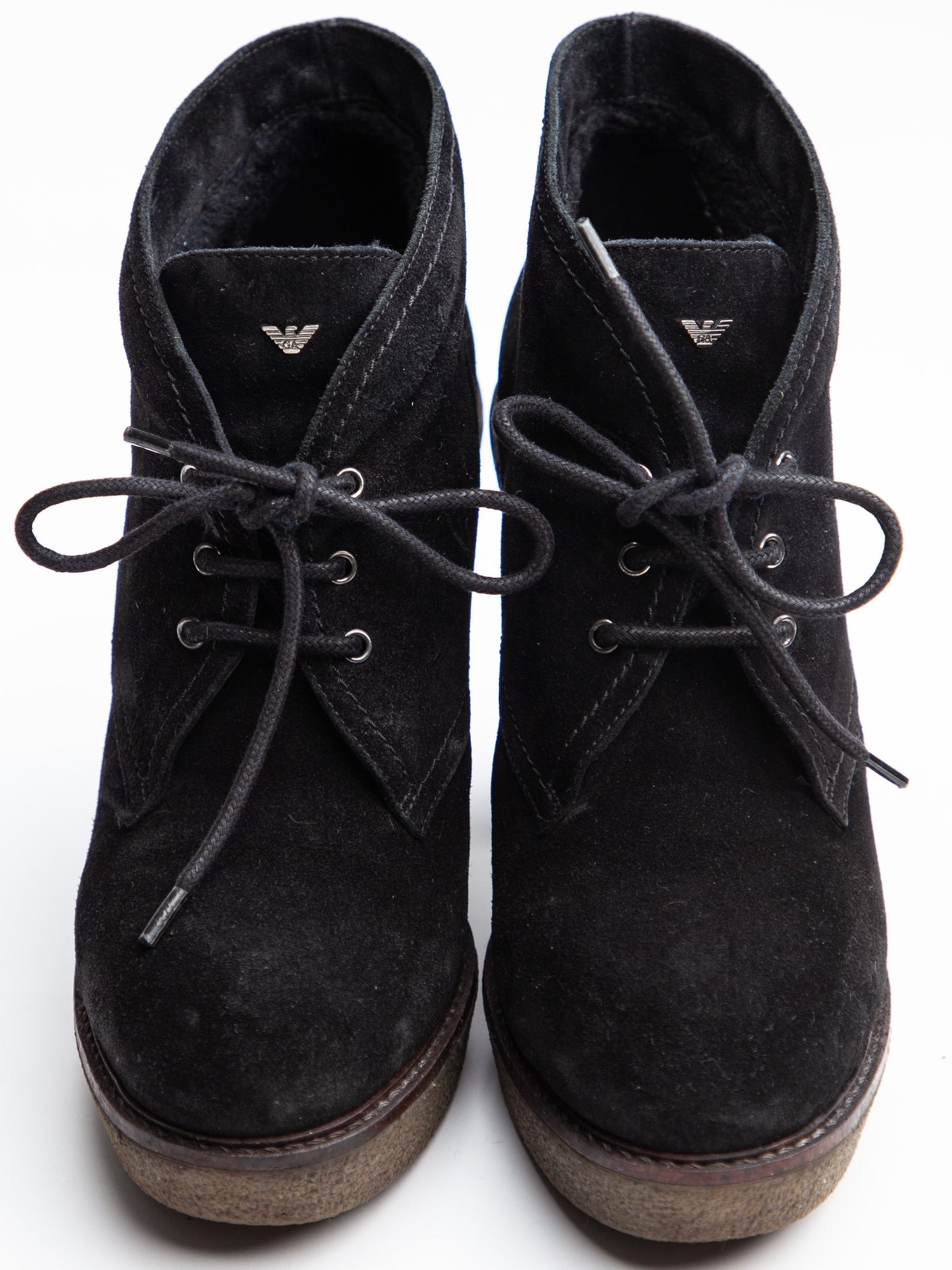 Good Emporio Armani Black Genuine Suede Ankle Boots Size 35.5