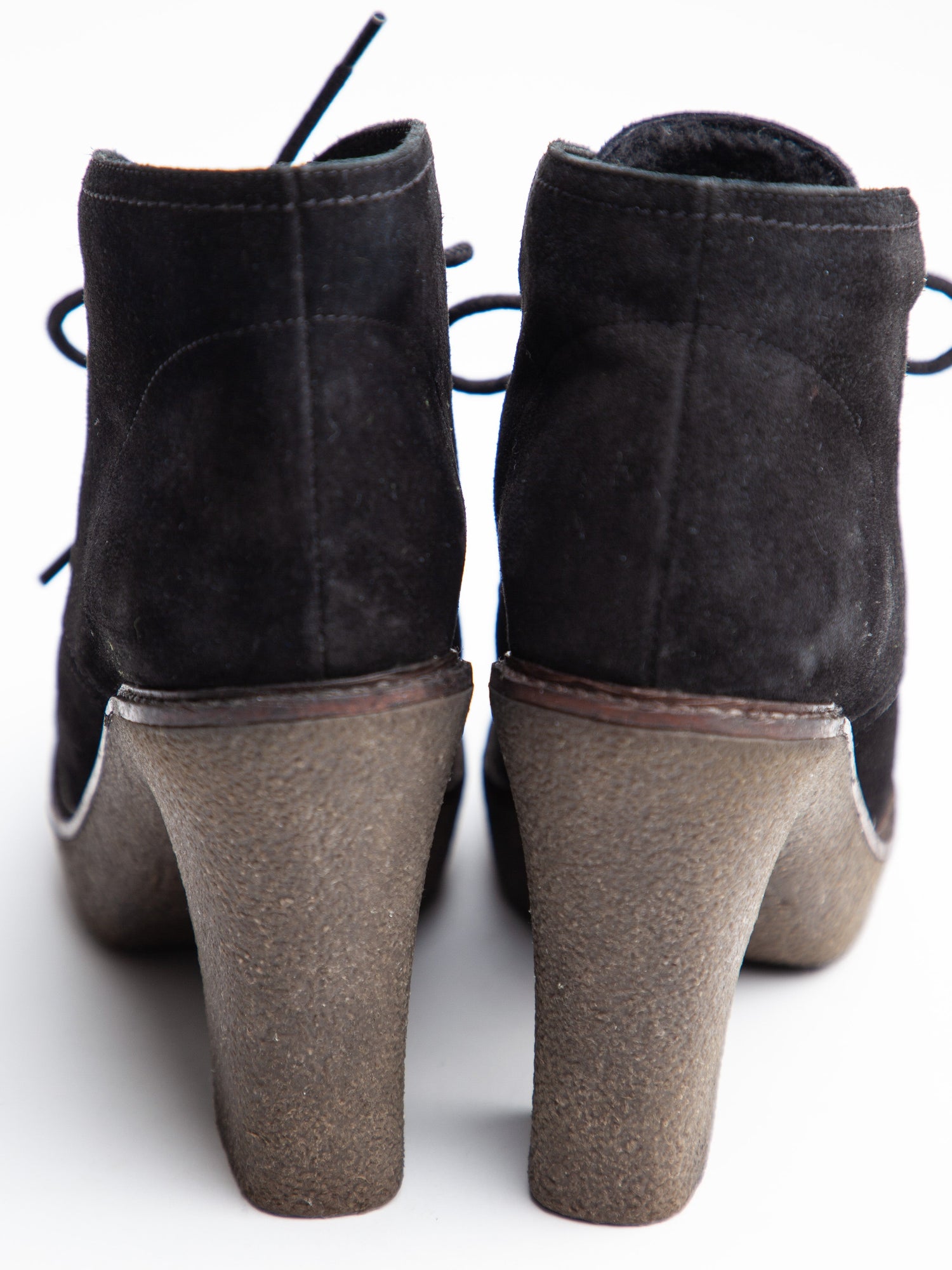 Good Emporio Armani Black Genuine Suede Ankle Boots Size 35.5