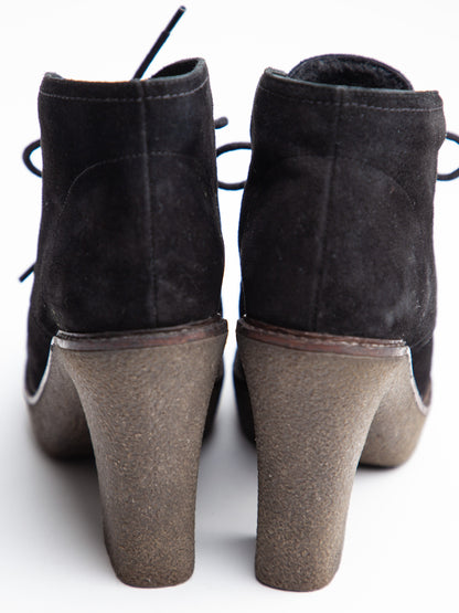 Good Emporio Armani Black Genuine Suede Ankle Boots Size 35.5