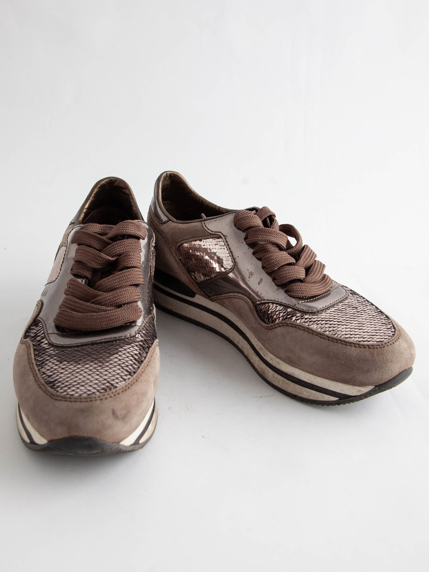 Good Hogan Gray Genuine Suede Sneakers Size 36.5 Women