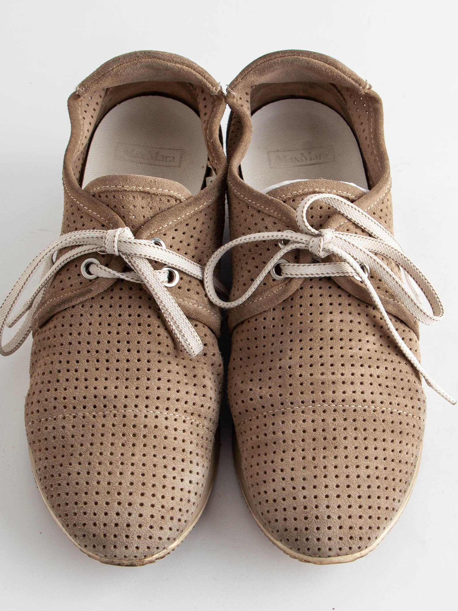 Good Max Mara White Genuine Suede Casual Shoes Size 36