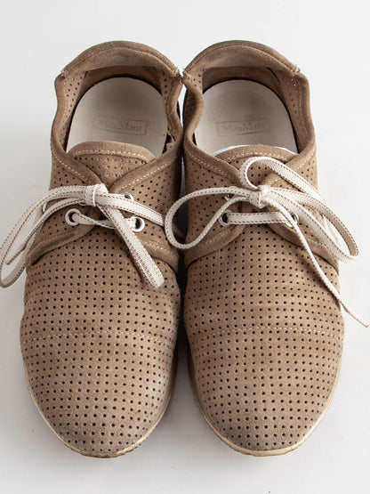 Good Max Mara White Genuine Suede Casual Shoes Size 36