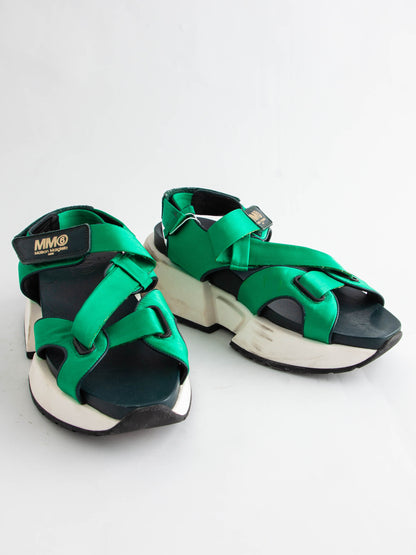 Good Condition Maison Margiela Green Textile Sandals with Chunky Soles