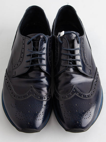Good Prada Blue Lacquer Formal Brogue Shoes Size 39.5