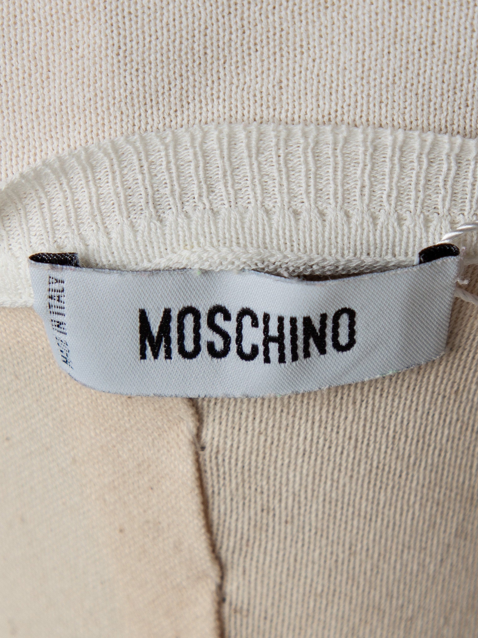 Good Moschino White Cotton Cardigan Size XS with Gathered Waist Detail
