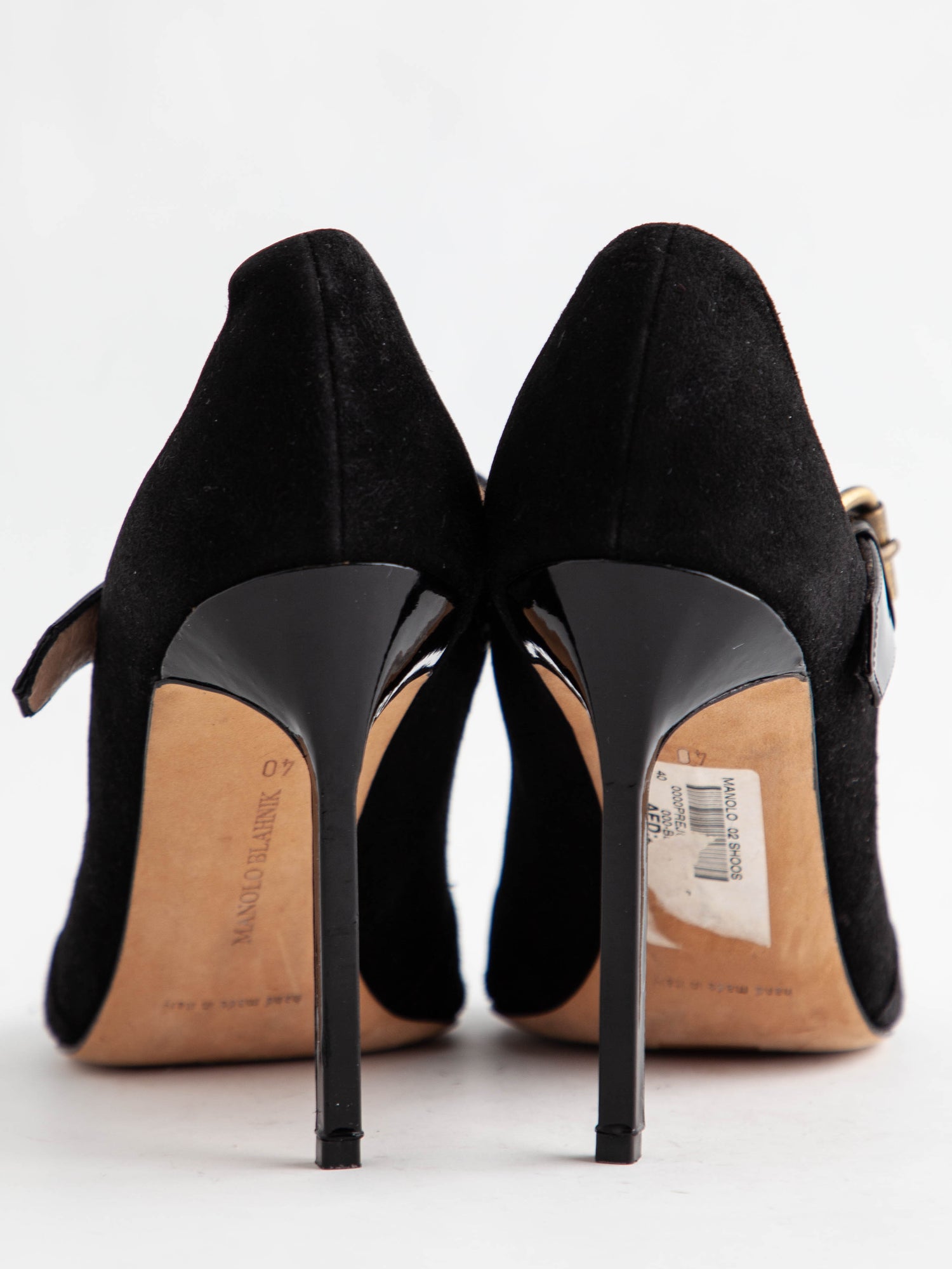 Good Manolo Blahnik Black Suede High-Heeled Open-Toe Shoes Size 39