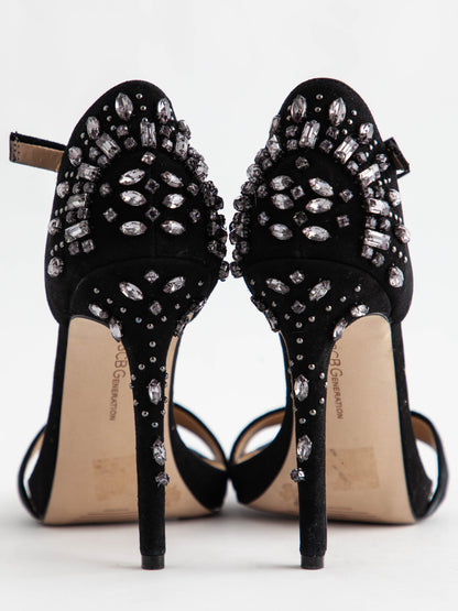 Excellent BCBGeneration Black Genuine Suede High-Heeled Sandals Size 37.5