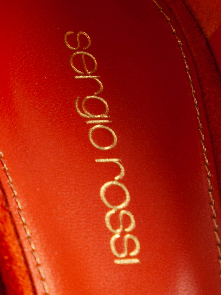 NEW Sergio Rossi Orange Genuine Suede High-Heeled Platform Shoes Size 37
