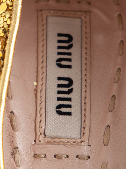 Excellent Miu Miu Yellow Leather High-Heeled Shoes Size 37