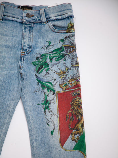 Average Dolce Gabbana Blue Cotton Jeans for Kids Size 7 with Embroidery