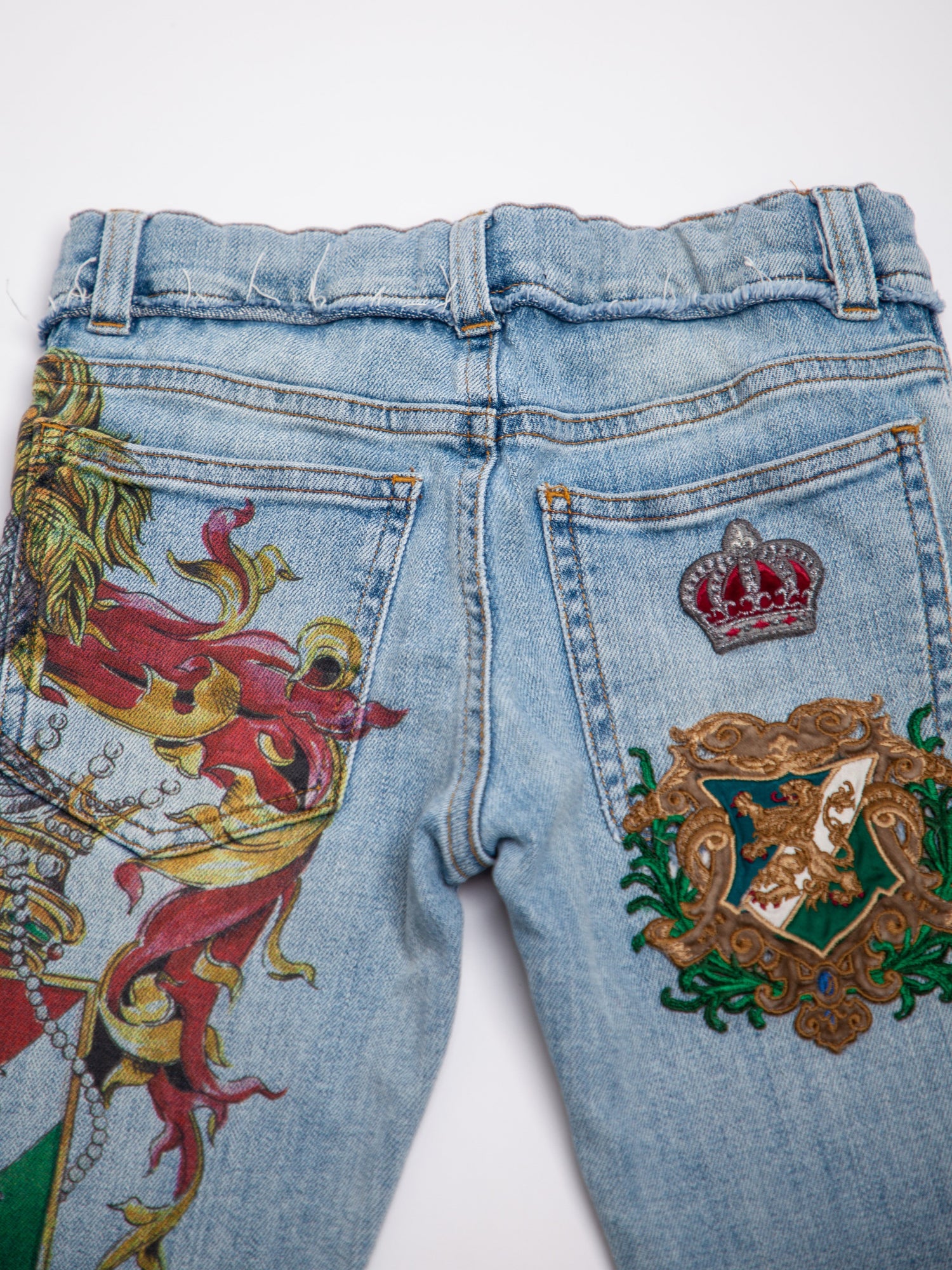 Average Dolce Gabbana Blue Cotton Jeans for Kids Size 7 with Embroidery