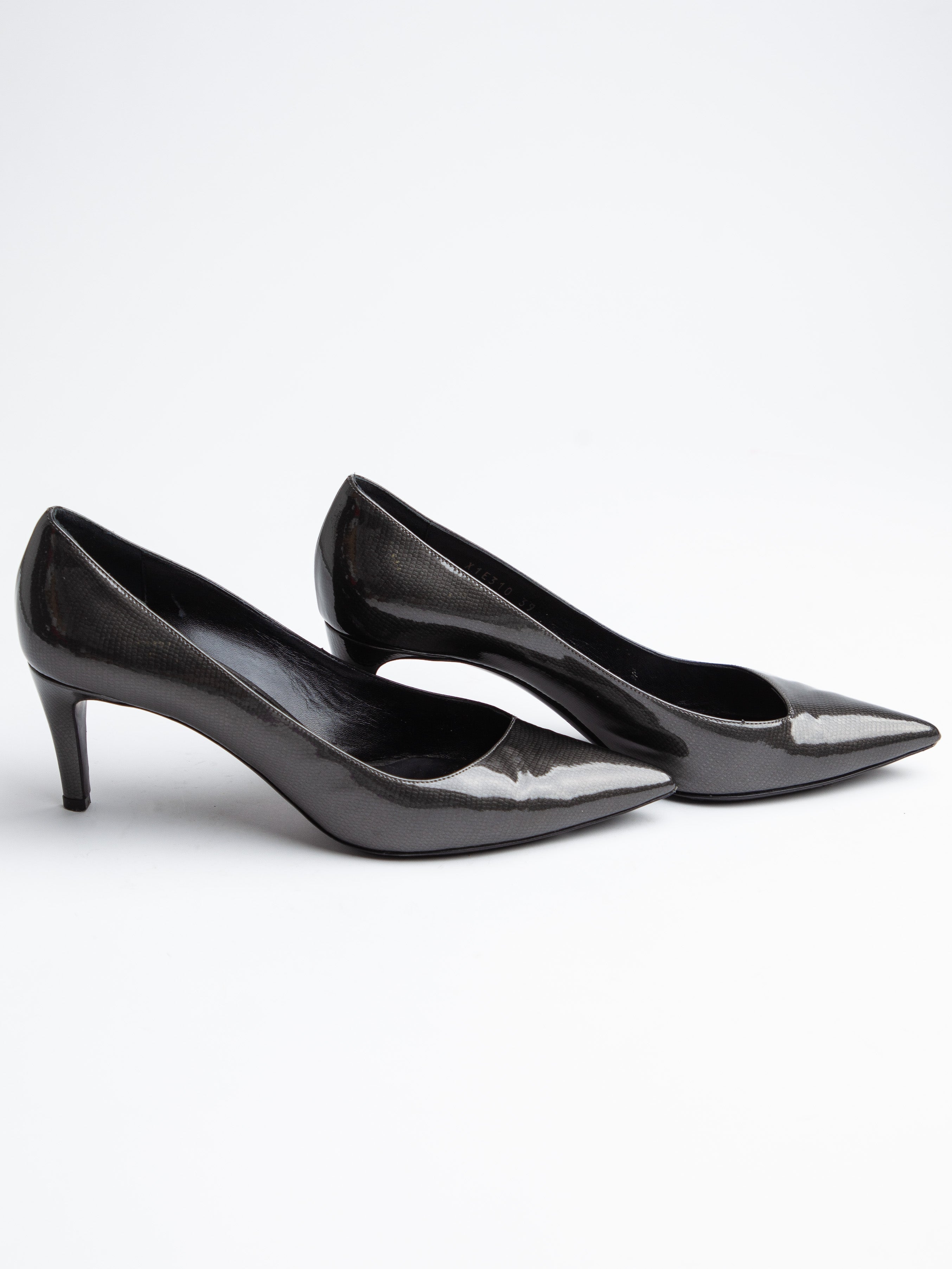 Good Giorgio Armani Gray Leather High-Heeled Shoes for Women