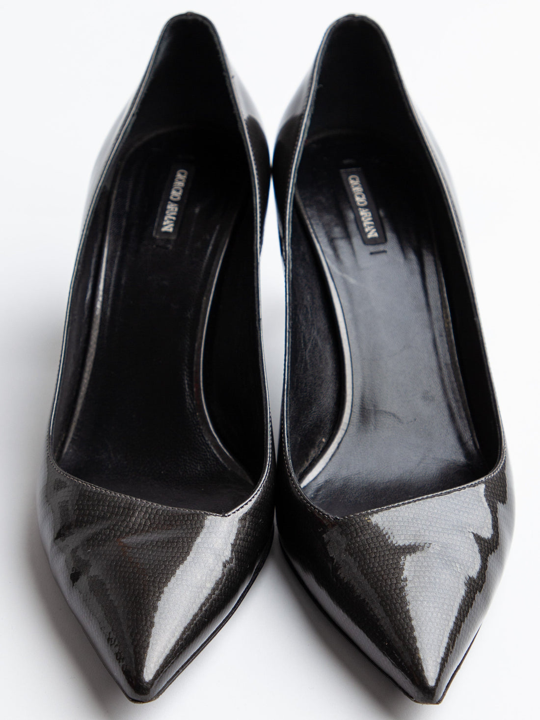 Good Giorgio Armani Gray Leather High-Heeled Shoes for Women