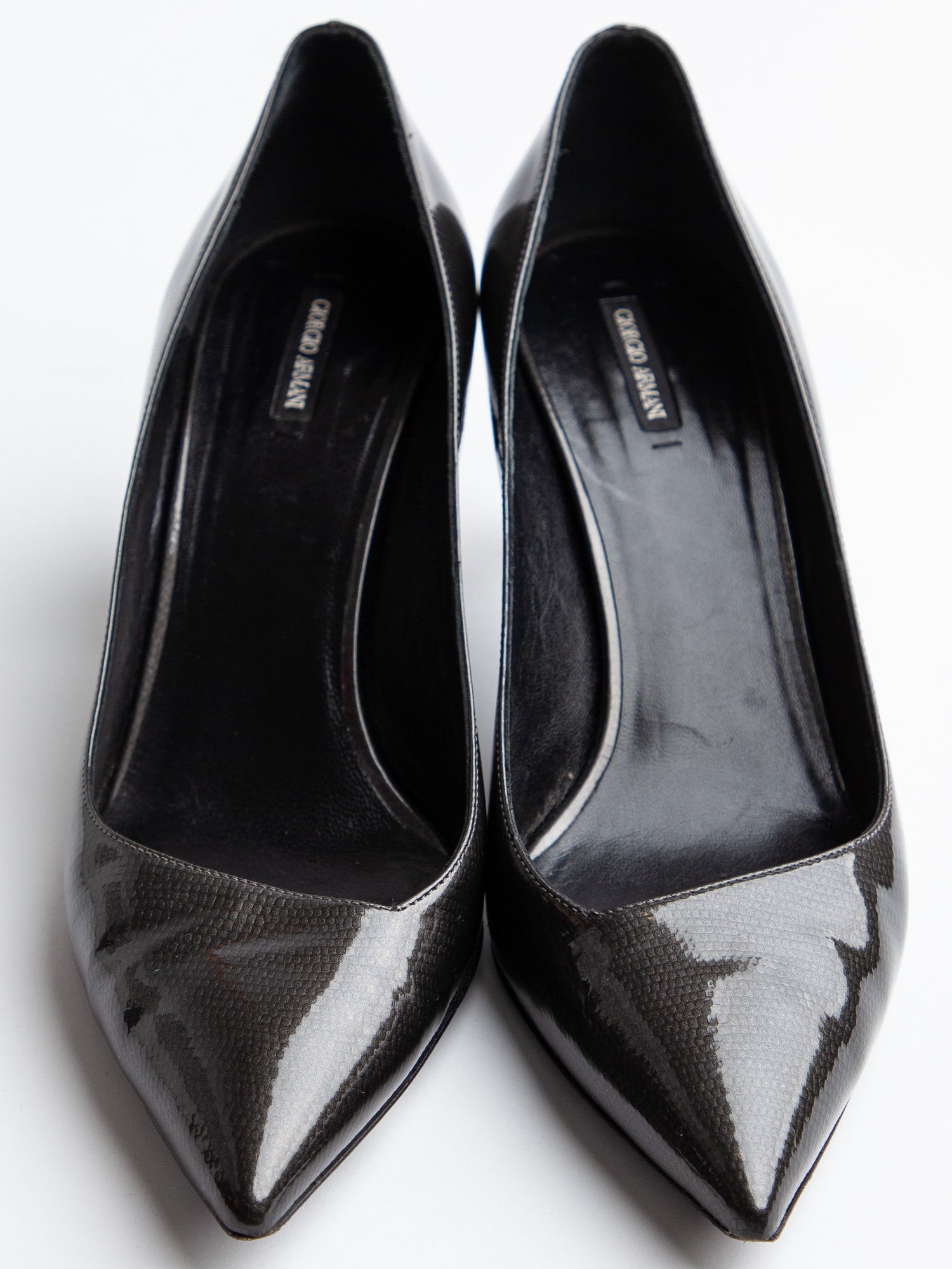 Good Giorgio Armani Gray Leather High-Heeled Shoes for Women