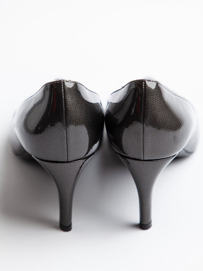 Good Giorgio Armani Gray Leather High-Heeled Shoes for Women