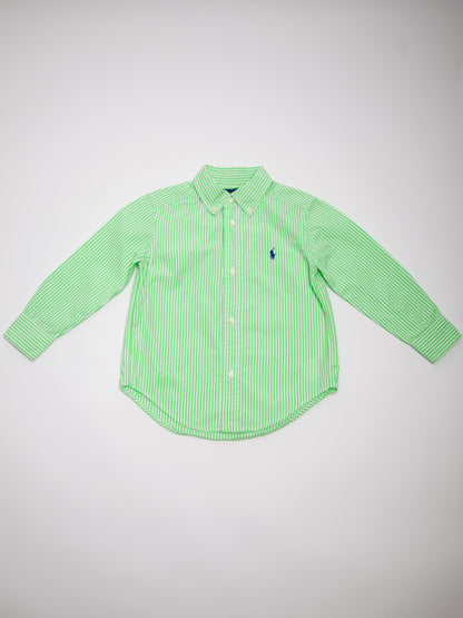 Good Ralph Lauren White Cotton Striped Button-Up Shirt Size 3 for Kids