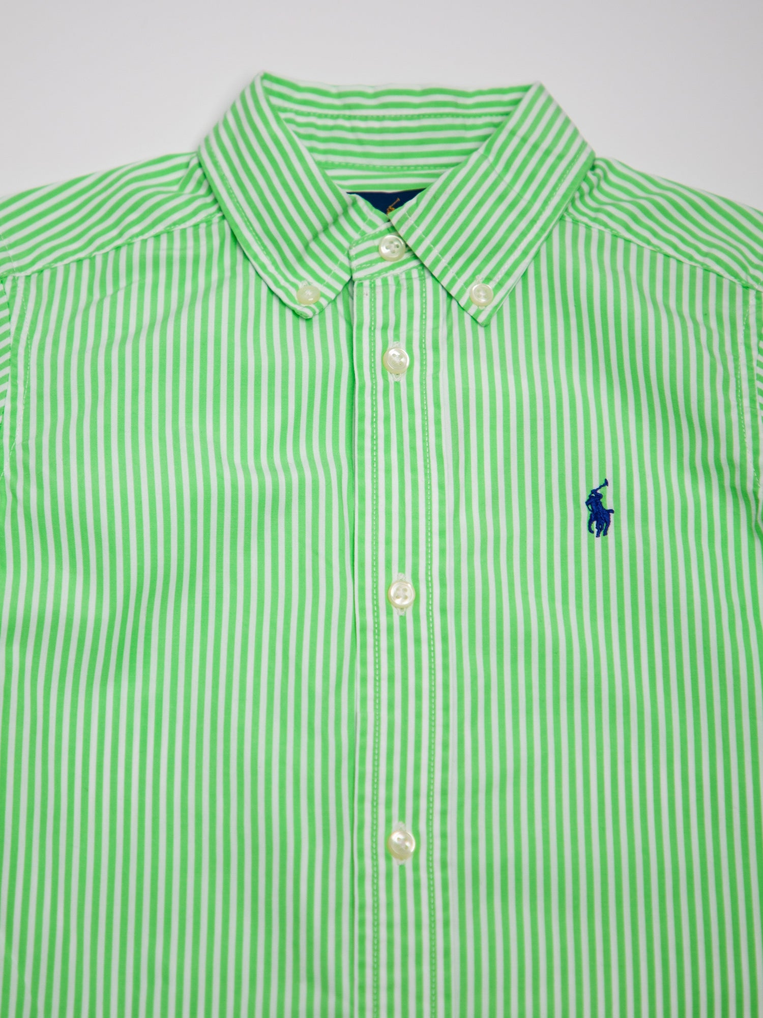 Good Ralph Lauren White Cotton Striped Button-Up Shirt Size 3 for Kids