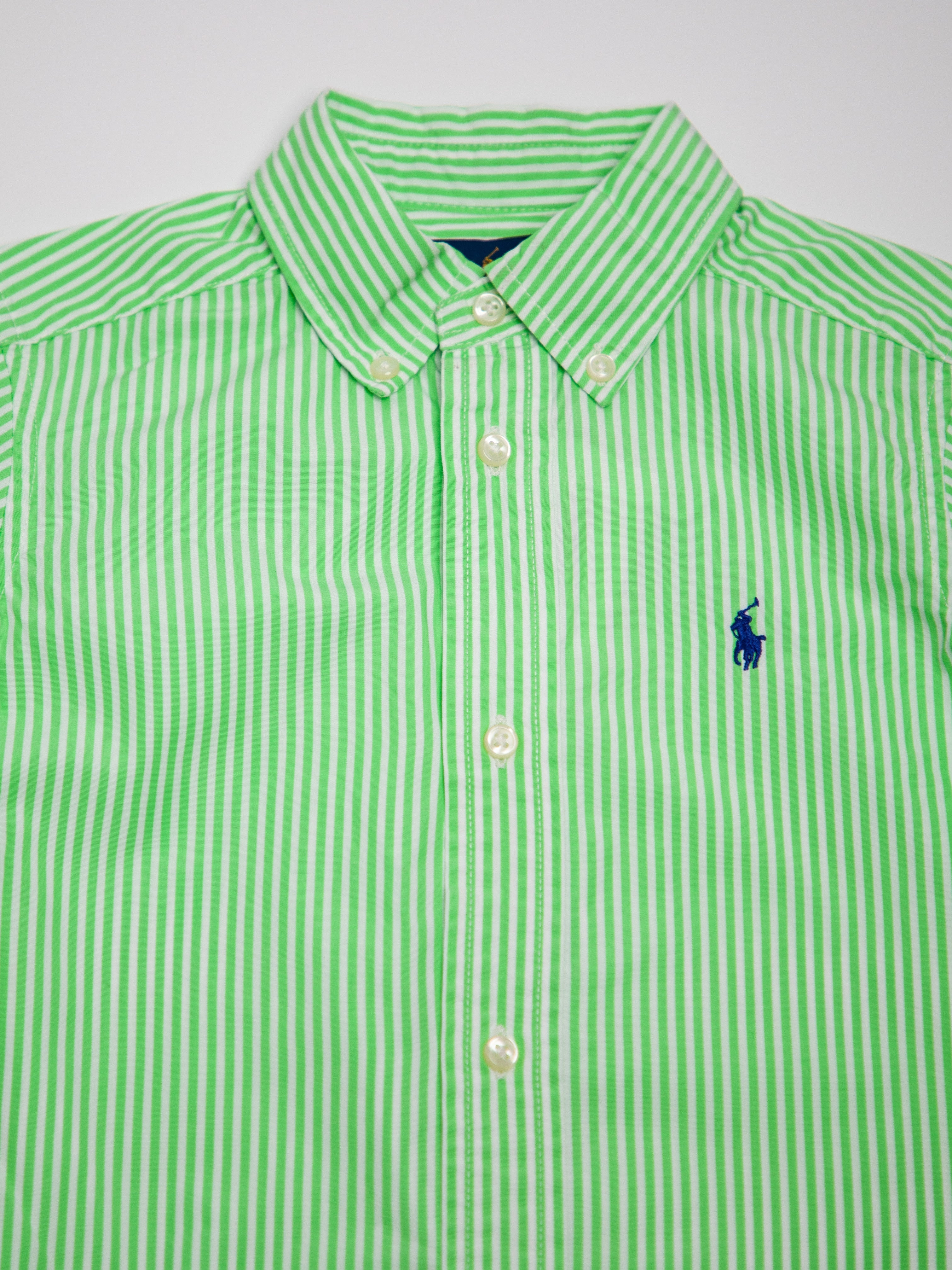 Good Ralph Lauren White Cotton Striped Button-Up Shirt Size 3 for Kids