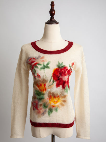 Good TWINSET Cream Floral Sweater Size XS Women Polyester