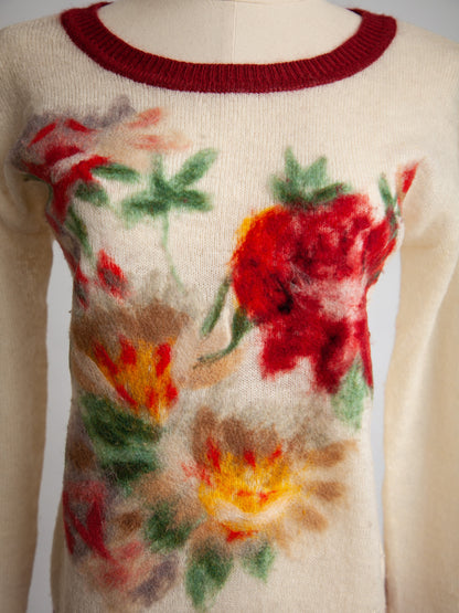 Good TWINSET Cream Floral Sweater Size XS Women Polyester