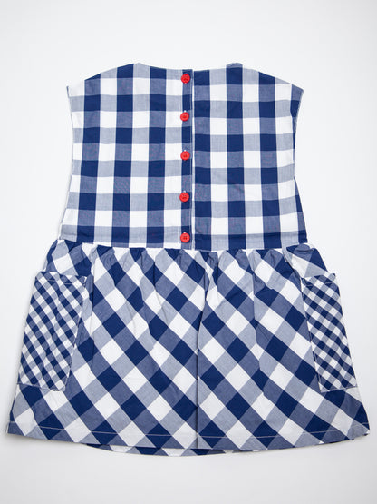 Good French Connection Blue Checkered Dress for Kids Size 5
