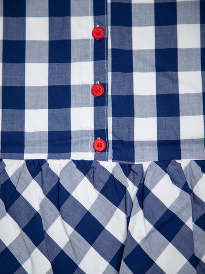 Good French Connection Blue Checkered Dress for Kids Size 5