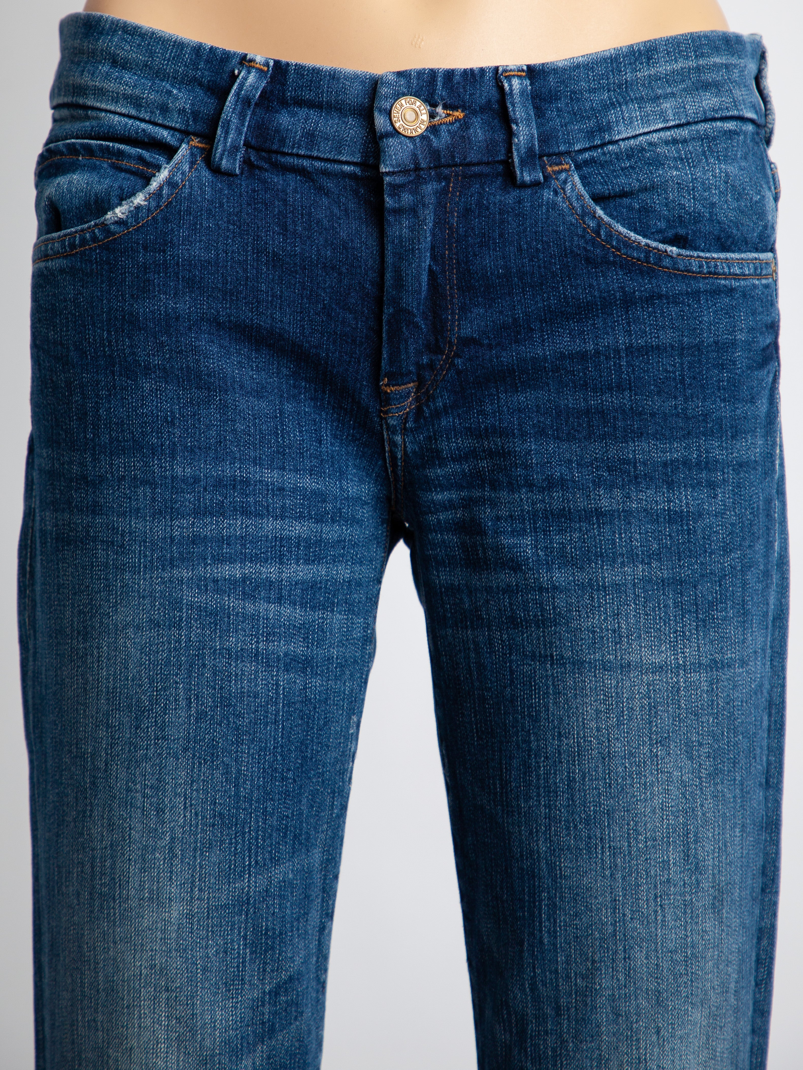 Excellent 7 For All Mankind Blue Distressed Jeans Size S