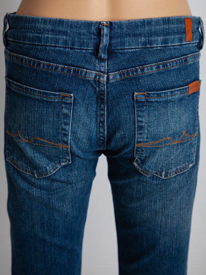 Excellent 7 For All Mankind Blue Distressed Jeans Size S