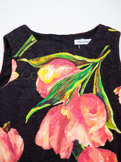 Good Dolce Gabbana Black Floral Dress for Girls Size 4
