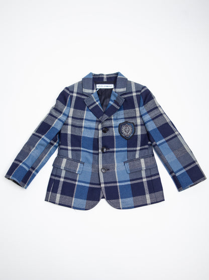 Excellent Dolce Gabbana Blue Cashmere Plaid Blazer Size 4 for Kids