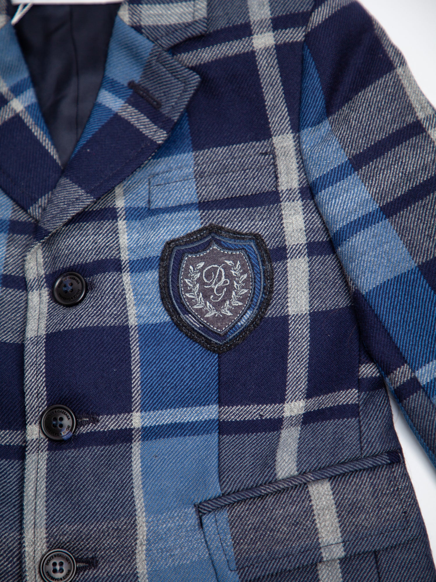 Excellent Dolce Gabbana Blue Cashmere Plaid Blazer Size 4 for Kids