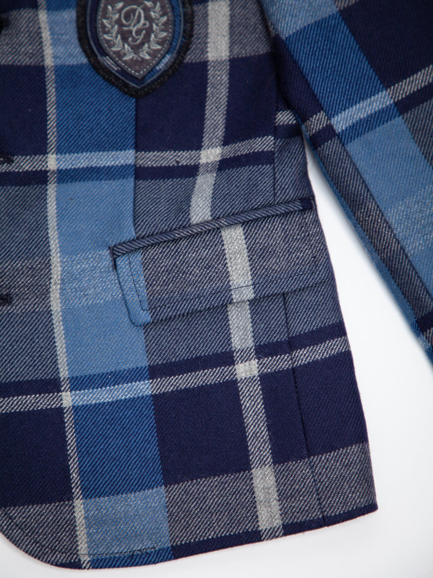 Excellent Dolce Gabbana Blue Cashmere Plaid Blazer Size 4 for Kids