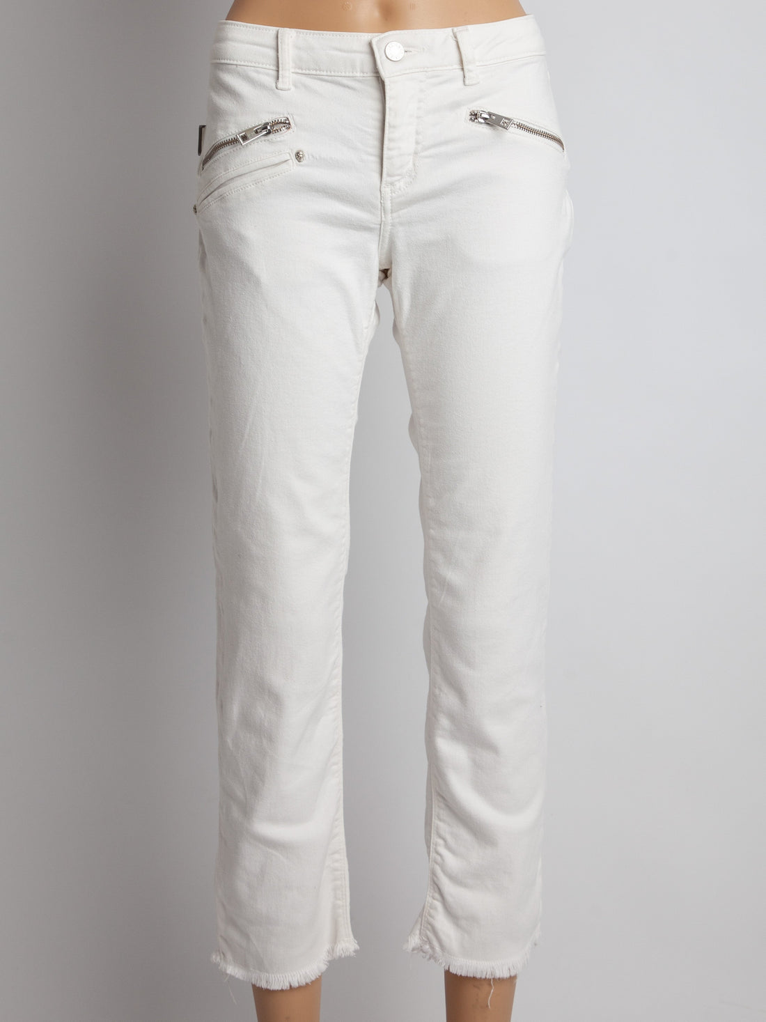 Good Zadig&amp;Voltaire White Denim Cropped Jeans Size S Frayed Hem