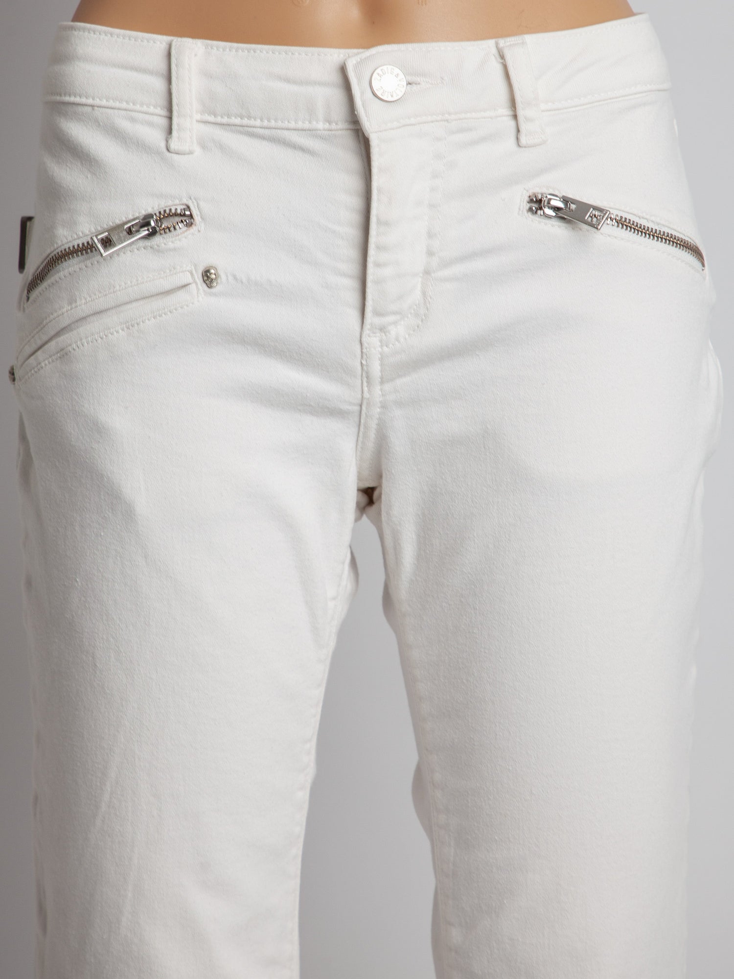 Good Zadig&amp;Voltaire White Denim Cropped Jeans Size S Frayed Hem