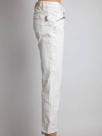 Good Zadig&amp;Voltaire White Denim Cropped Jeans Size S Frayed Hem